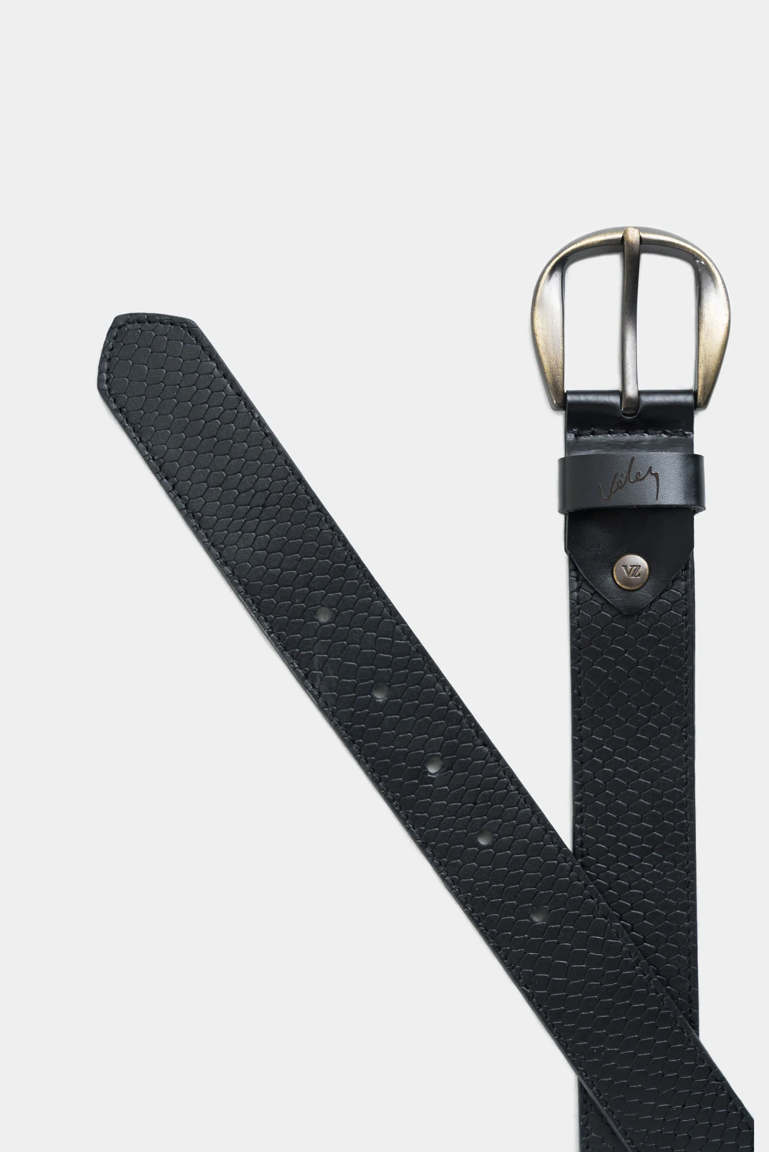 Cinturón unifaz makki de cuero para mujer placa reptilia