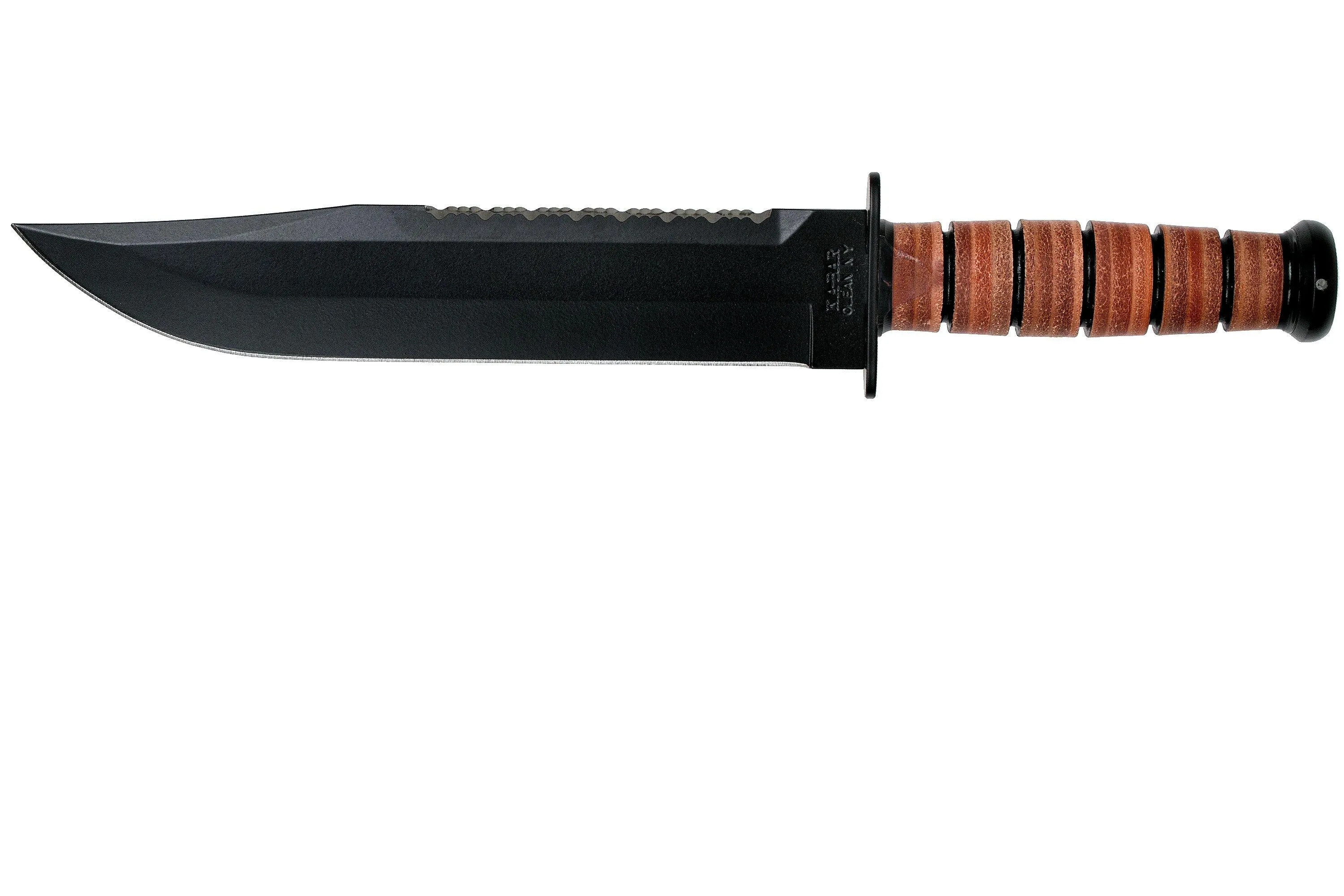 KABAR BIG BROTHER 2217 CUCHILLO FIJO, PARCIALMENTE DENTADO, FUNDA DE CUERO