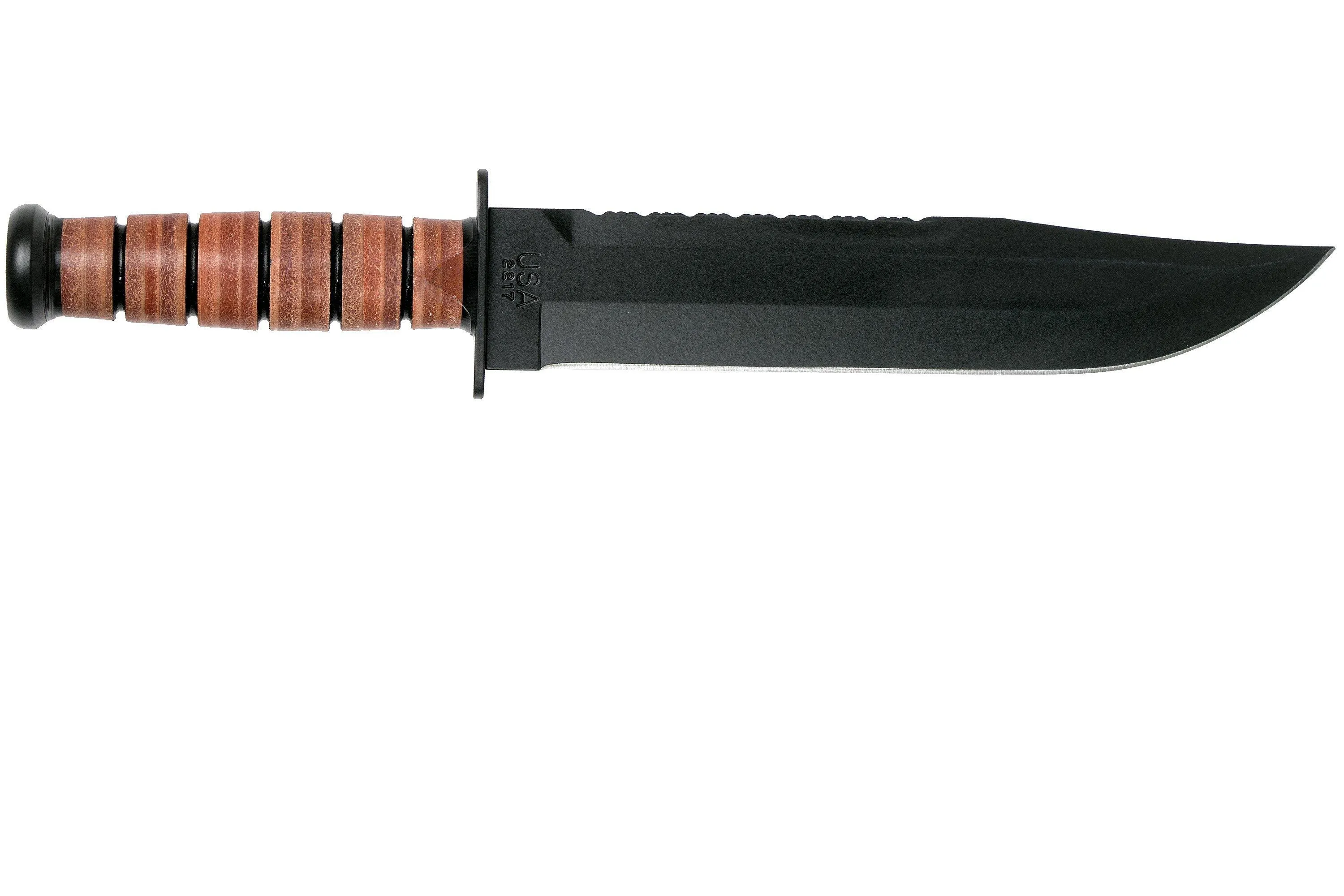 KABAR BIG BROTHER 2217 CUCHILLO FIJO, PARCIALMENTE DENTADO, FUNDA DE CUERO