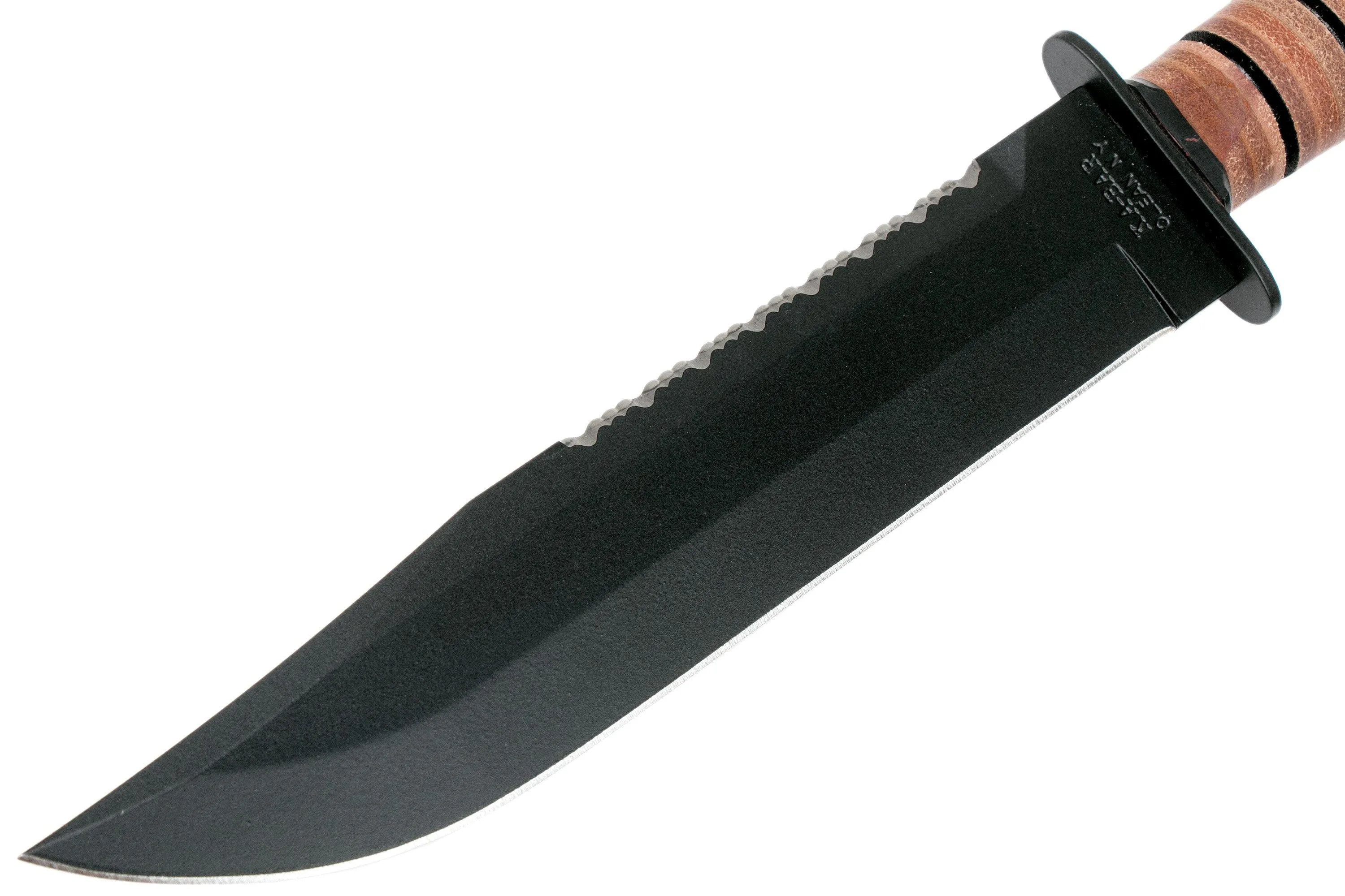 KABAR BIG BROTHER 2217 CUCHILLO FIJO, PARCIALMENTE DENTADO, FUNDA DE CUERO