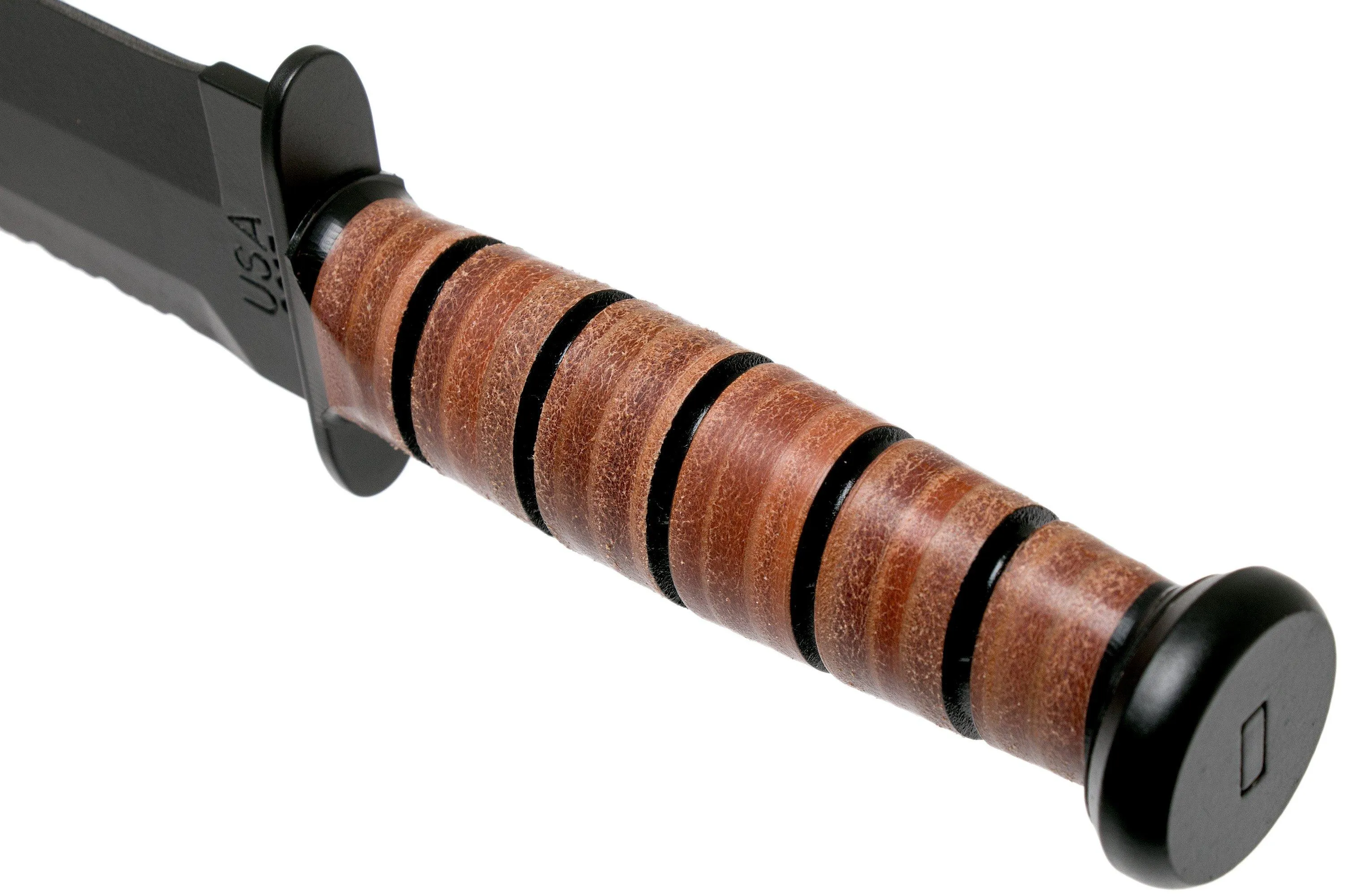 KABAR BIG BROTHER 2217 CUCHILLO FIJO, PARCIALMENTE DENTADO, FUNDA DE CUERO