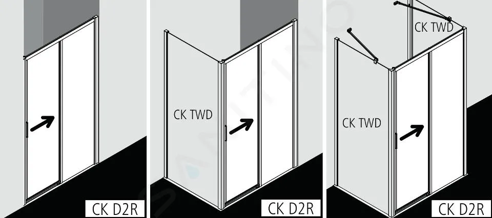 KERMI CADA XS  PUERTA DE DUCHA D2R, 140X200 CM, DERECHA, PLATA BRILLANTE/VIDRIO TRANSPARENTE CKD2R14020VPK