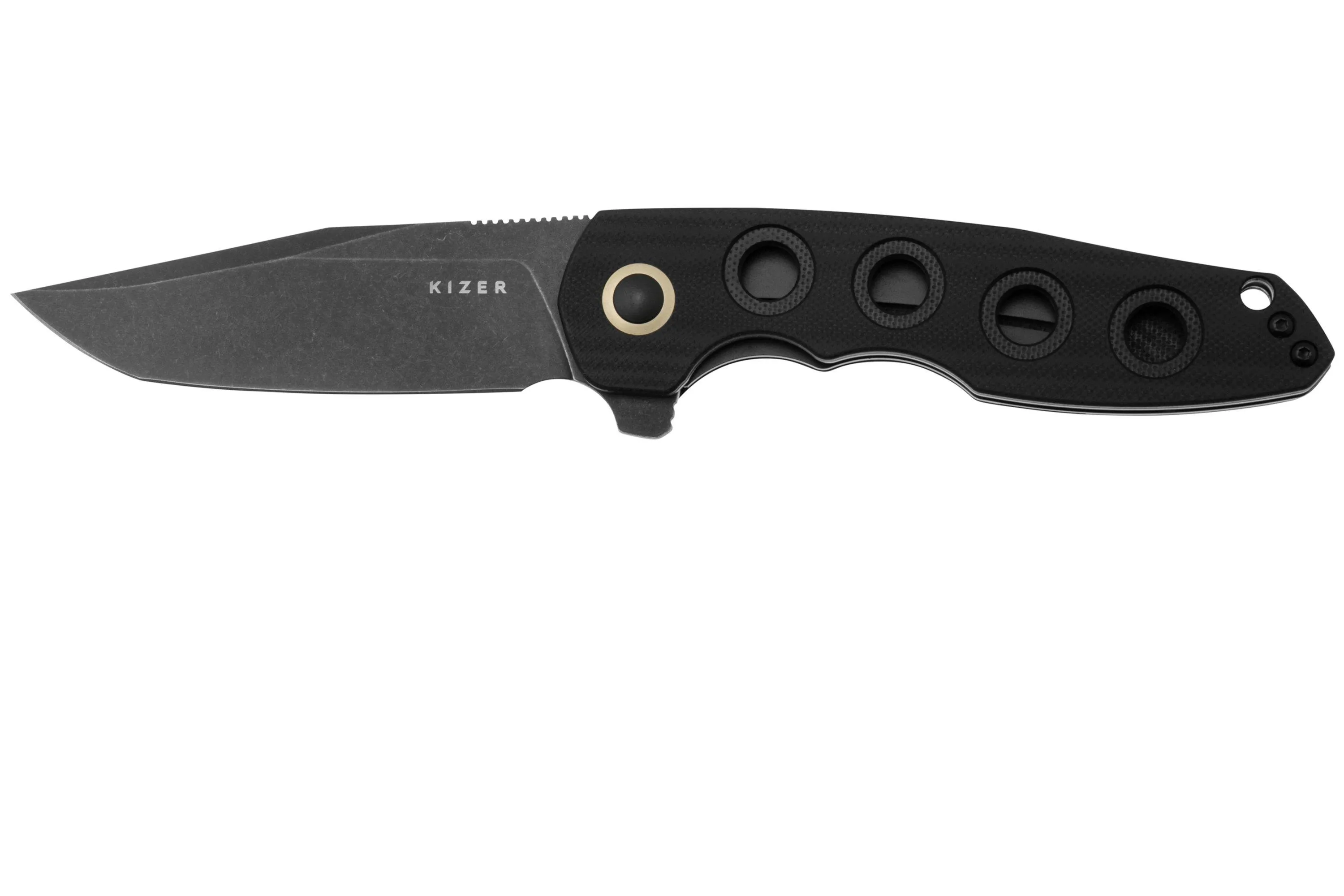 KIZER VANGUARD Z82 V4568A1, BLACKWASHED NITROV, BLACK G10 NAVAJA, NALUKNIVES DESIGN