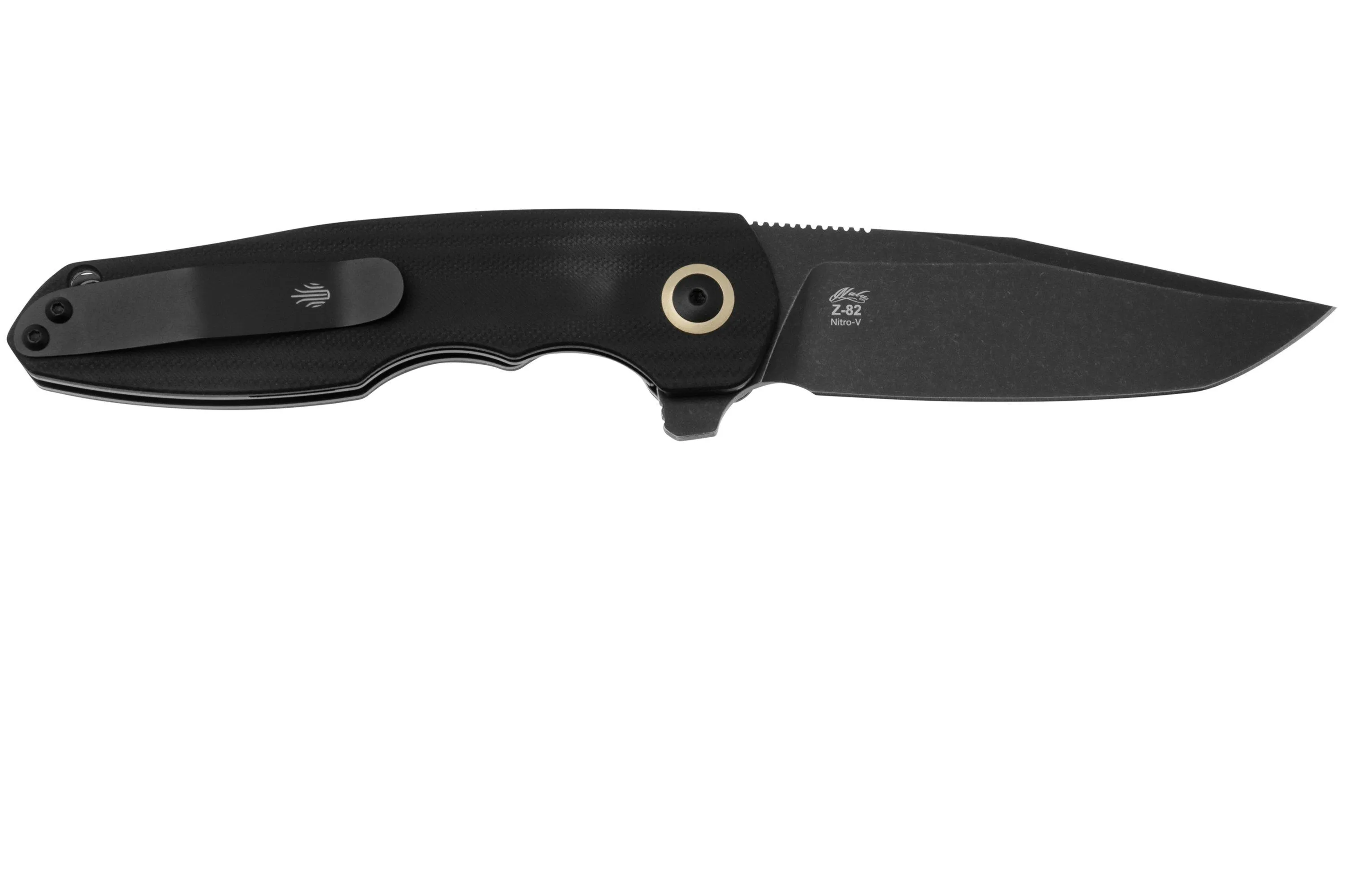 KIZER VANGUARD Z82 V4568A1, BLACKWASHED NITROV, BLACK G10 NAVAJA, NALUKNIVES DESIGN