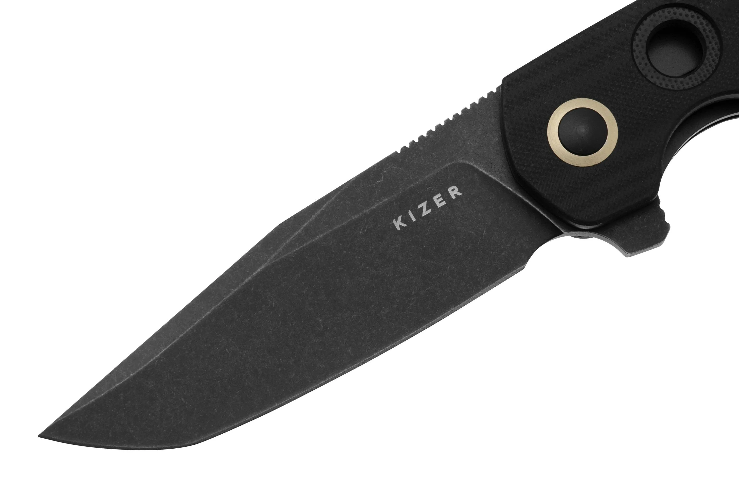 KIZER VANGUARD Z82 V4568A1, BLACKWASHED NITROV, BLACK G10 NAVAJA, NALUKNIVES DESIGN