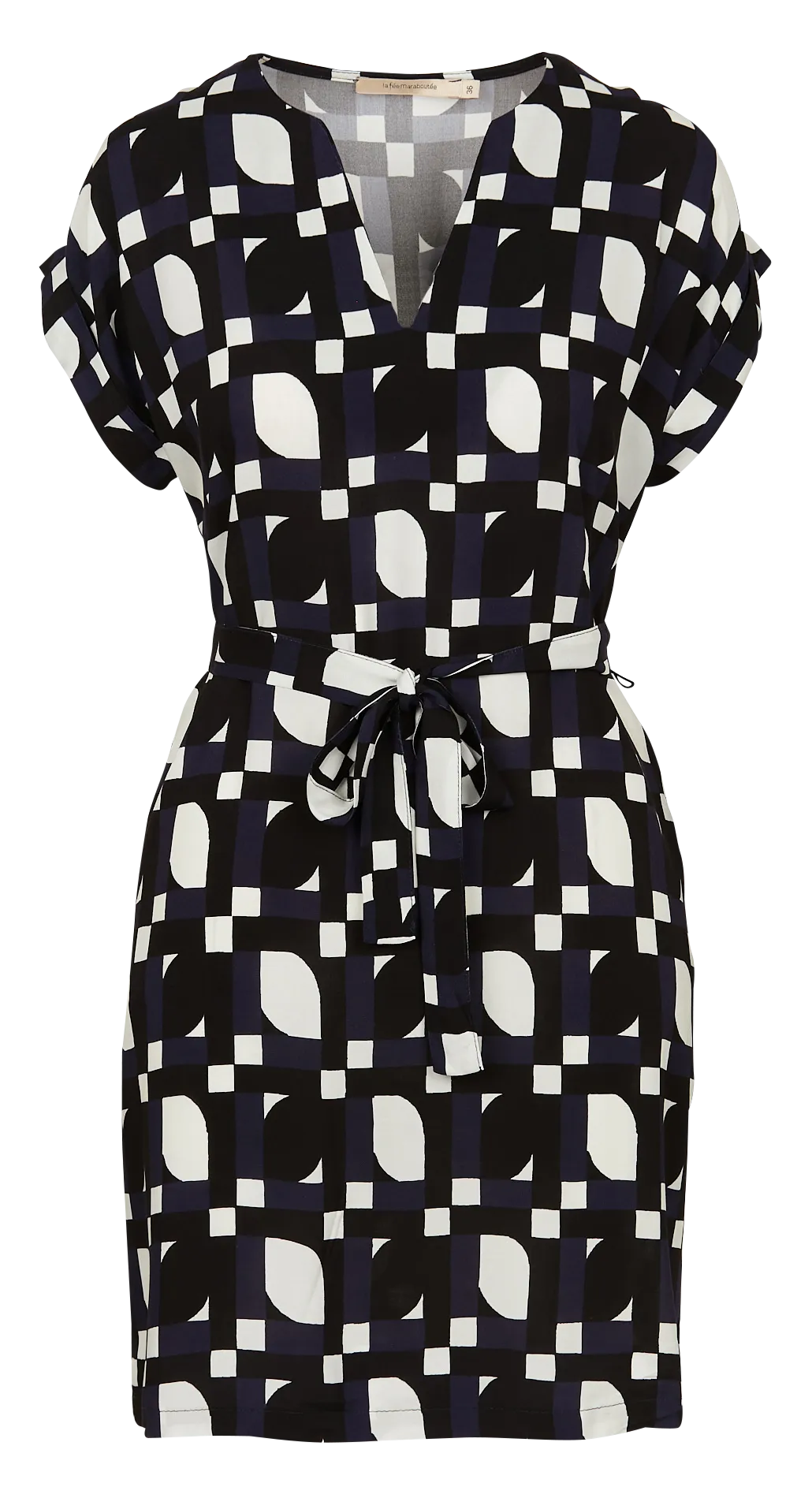 LA FEE MARABOUTEE Vestido corto recto con cuello de pico en multicolor