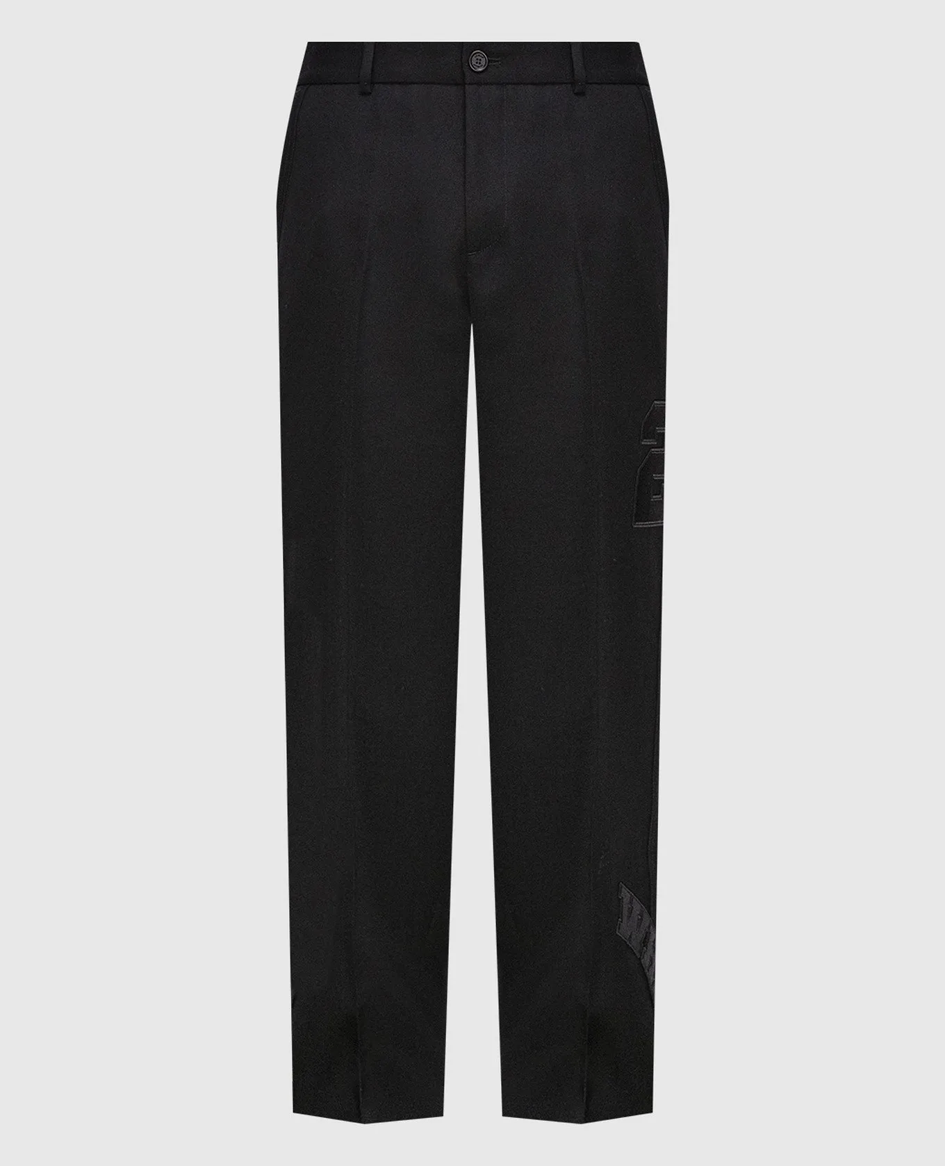 OFFWHITE BLACK PANTS MADE OF WOOL WITH APPLIQUéS