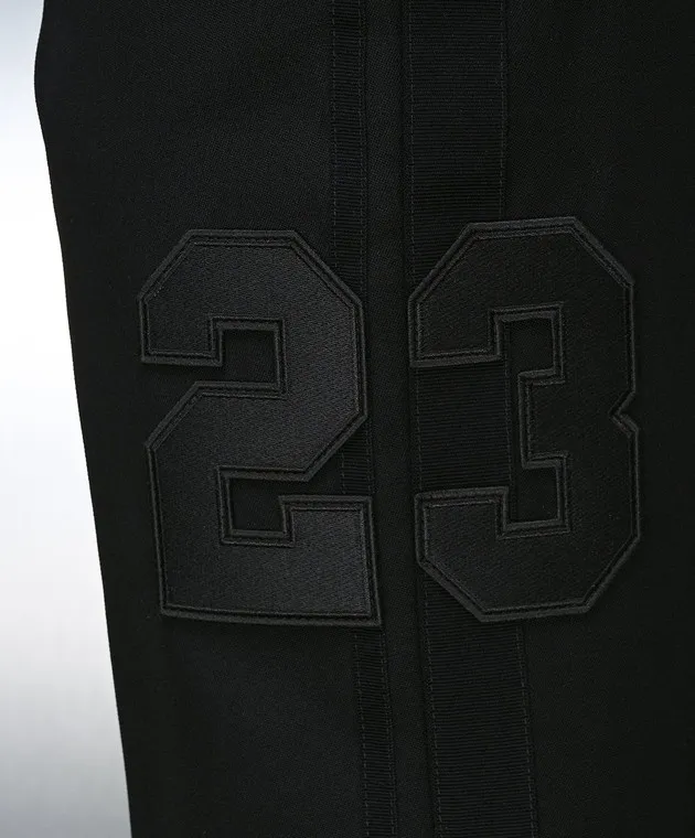 OFFWHITE BLACK PANTS MADE OF WOOL WITH APPLIQUéS