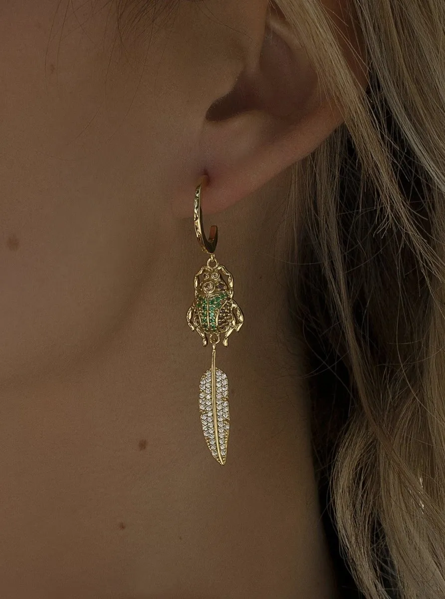 Pendientes aros con colgantes diseo de escarabajo y hoja