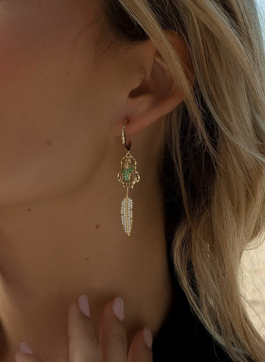 Pendientes aros con colgantes diseo de escarabajo y hoja