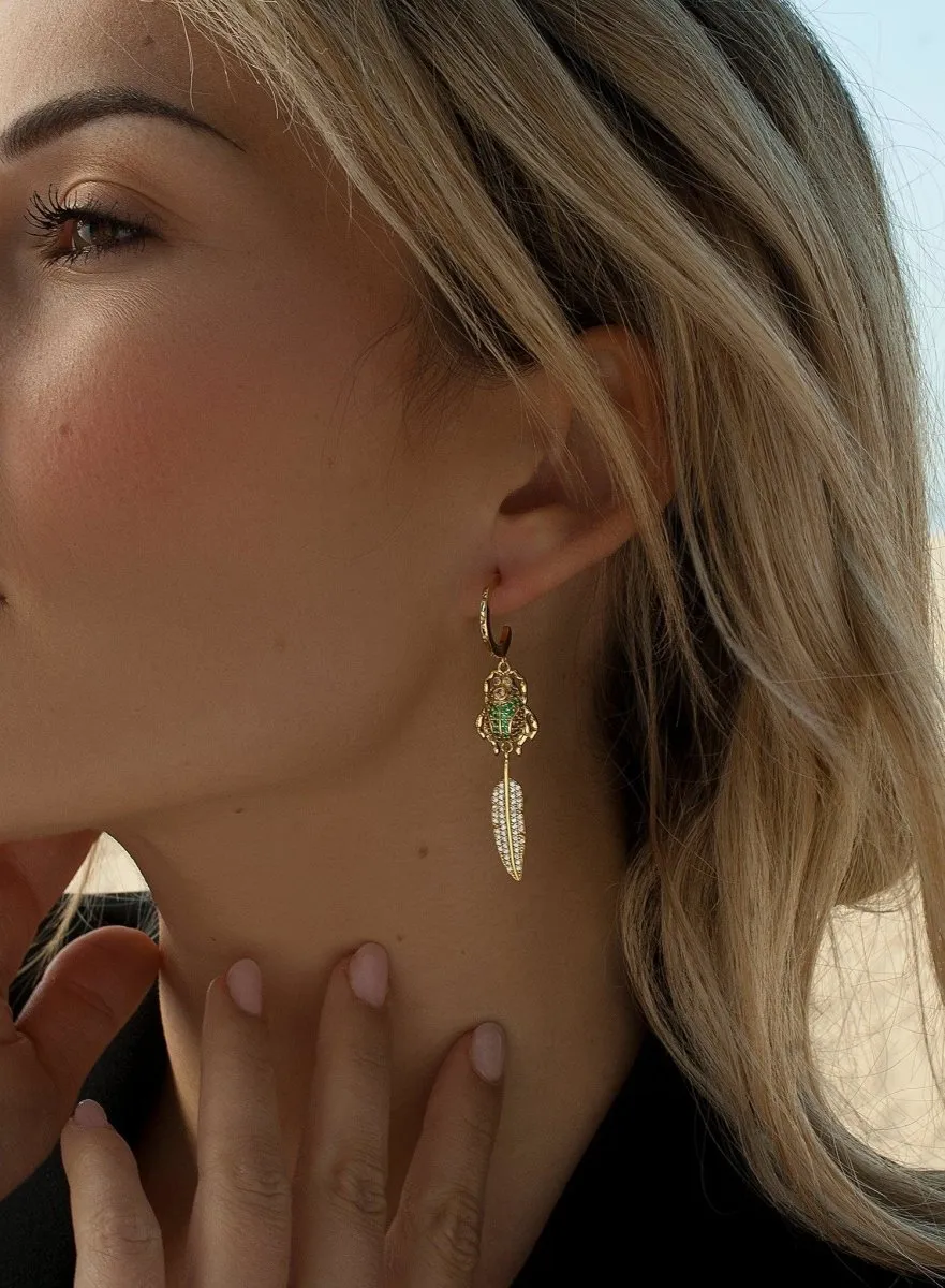 Pendientes aros con colgantes diseo de escarabajo y hoja