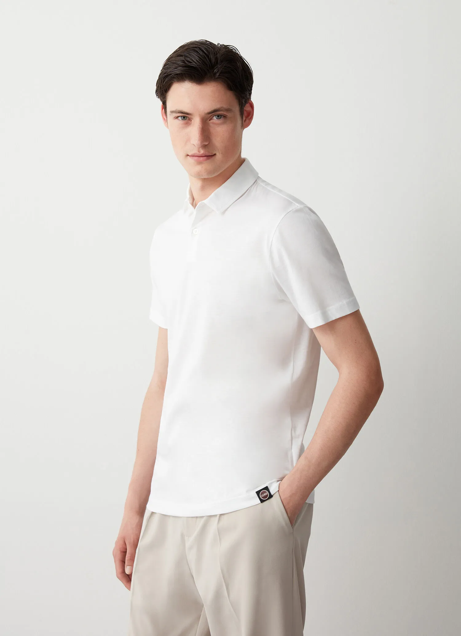 Polo con cuello camisero de algodón compacto