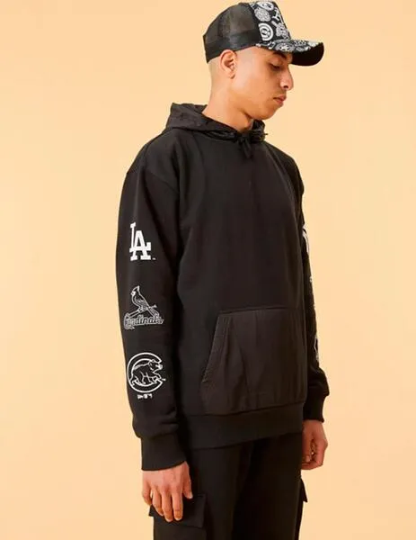 SUDADERA CAPUCHA DISTRESSED SLEEVE PRINT M LBMUL NEGR