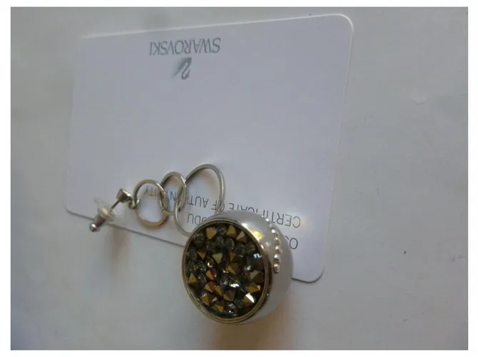 Swarovski Pendientes circulares de cristal y metal Plata 