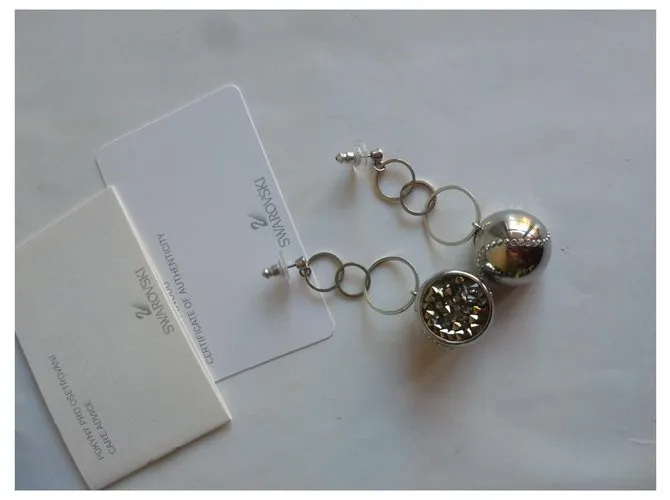 Swarovski Pendientes circulares de cristal y metal Plata 