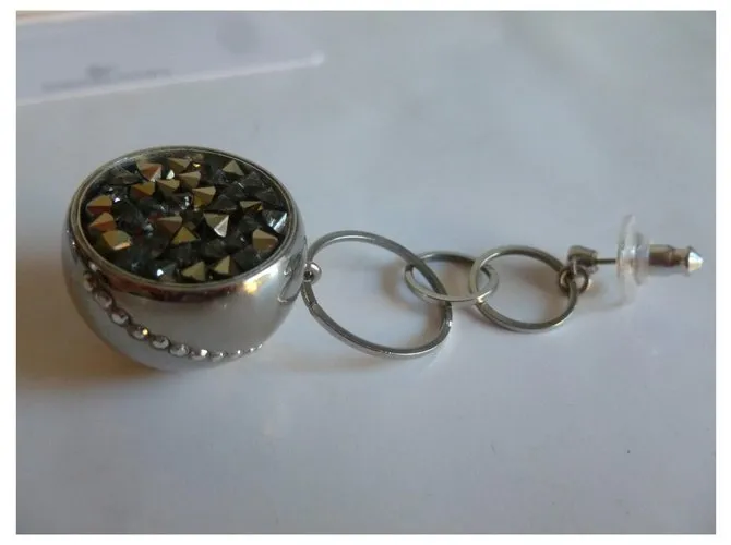 Swarovski Pendientes circulares de cristal y metal Plata 