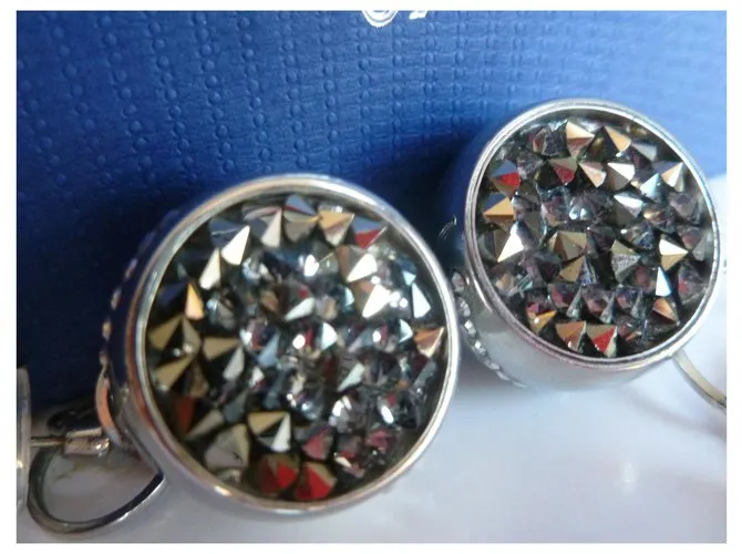 Swarovski Pendientes circulares de cristal y metal Plata 