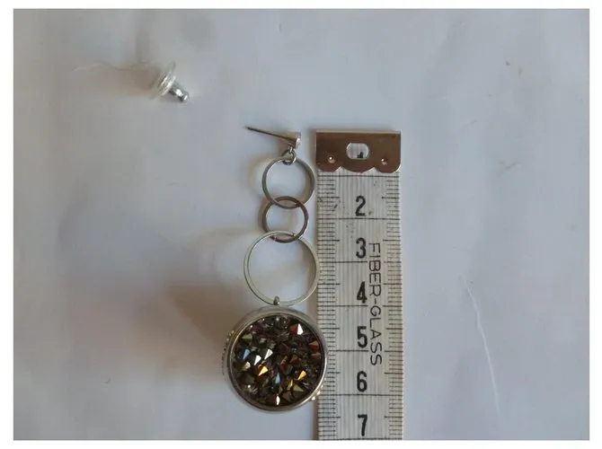 Swarovski Pendientes circulares de cristal y metal Plata 
