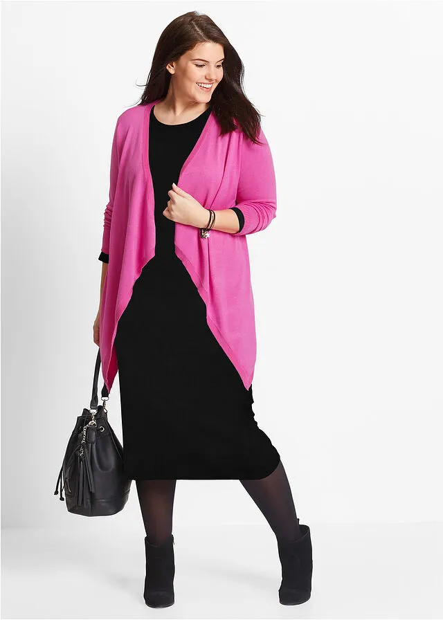 Vestido camisero de viscosa sostenible con mangas 3/4 Negro
