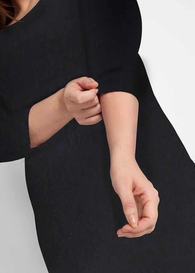Vestido camisero de viscosa sostenible con mangas 3/4 Negro
