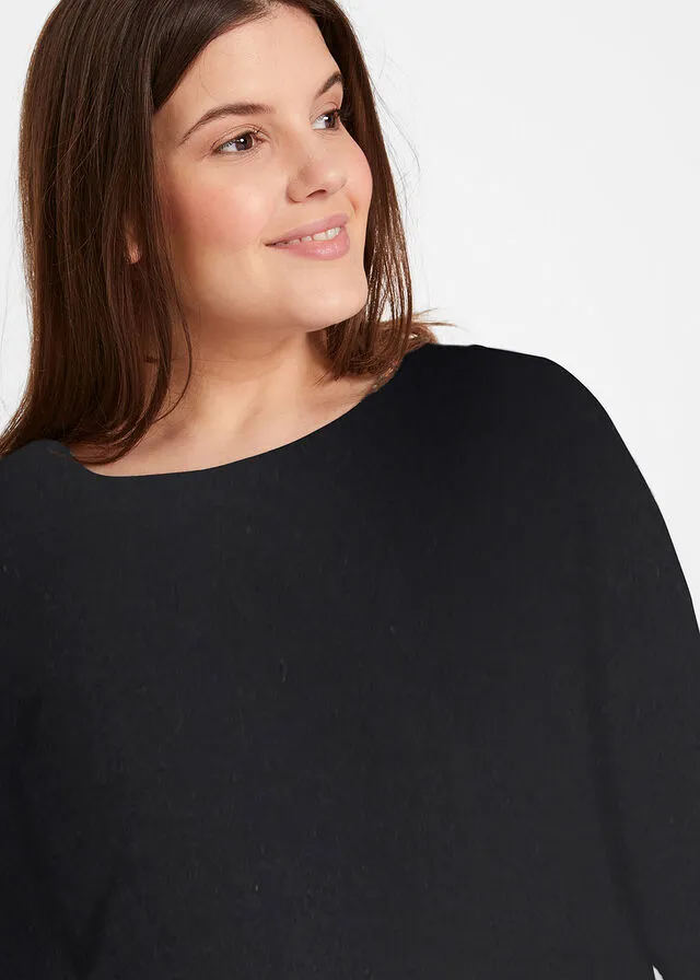 Vestido camisero de viscosa sostenible con mangas 3/4 Negro