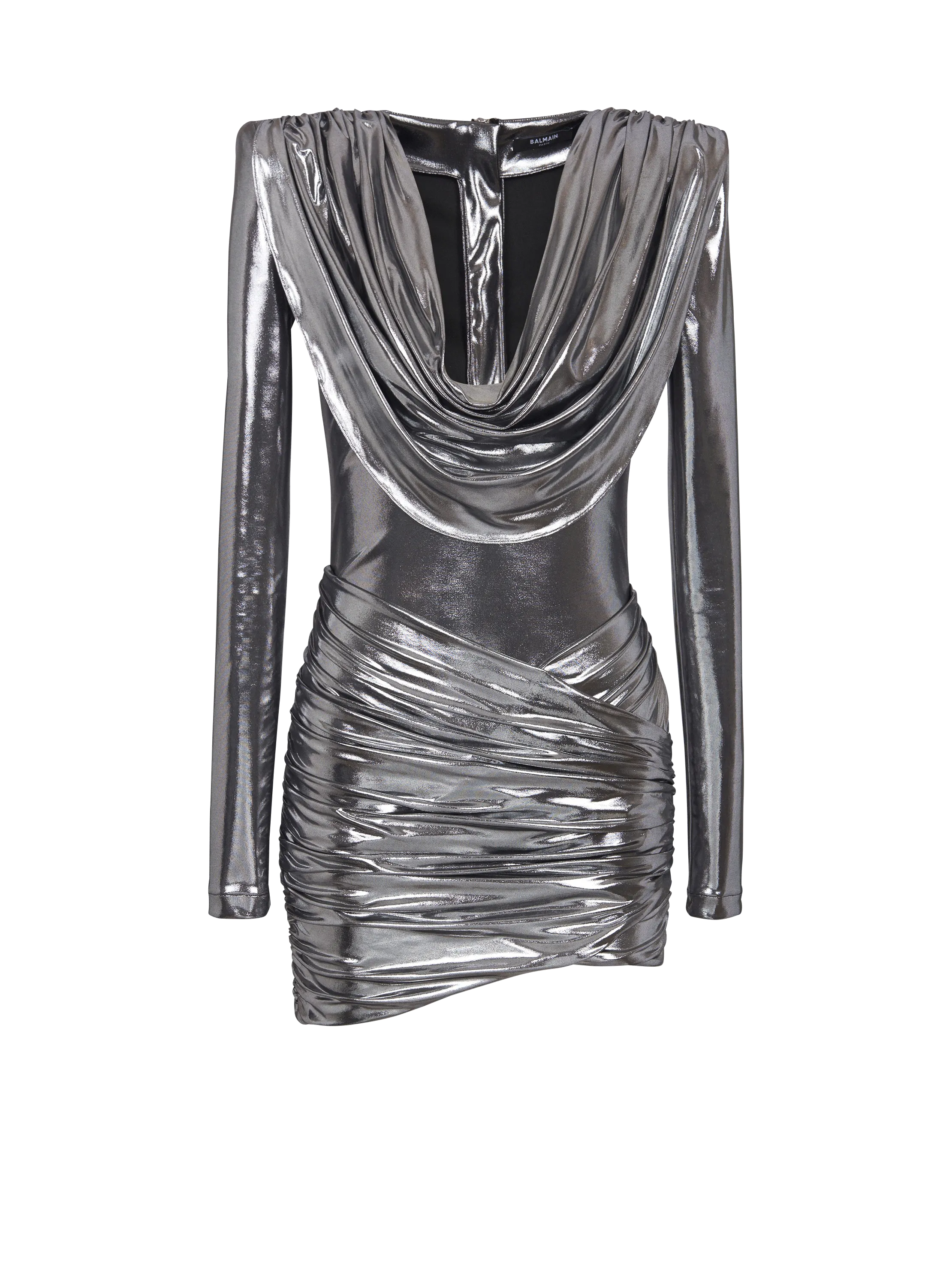 Vestido corto drapeado metalizado